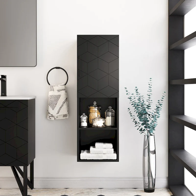 Annecy 15 W x 46 H x 12 D Linen Cabinet in Phantom Black