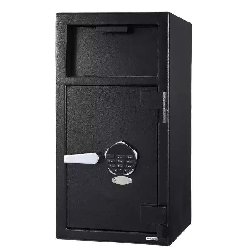 Steel Drop Safe Box, Electronic Cash Drop Box, Digital Safety Deposit Box with Keypad, Emergency Key, Fireproof Floor Safe Box Safes