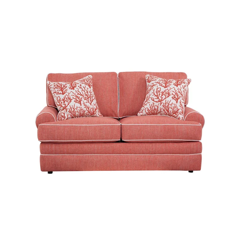 Coral Orange Coastal Style Loveseat, Seats 2