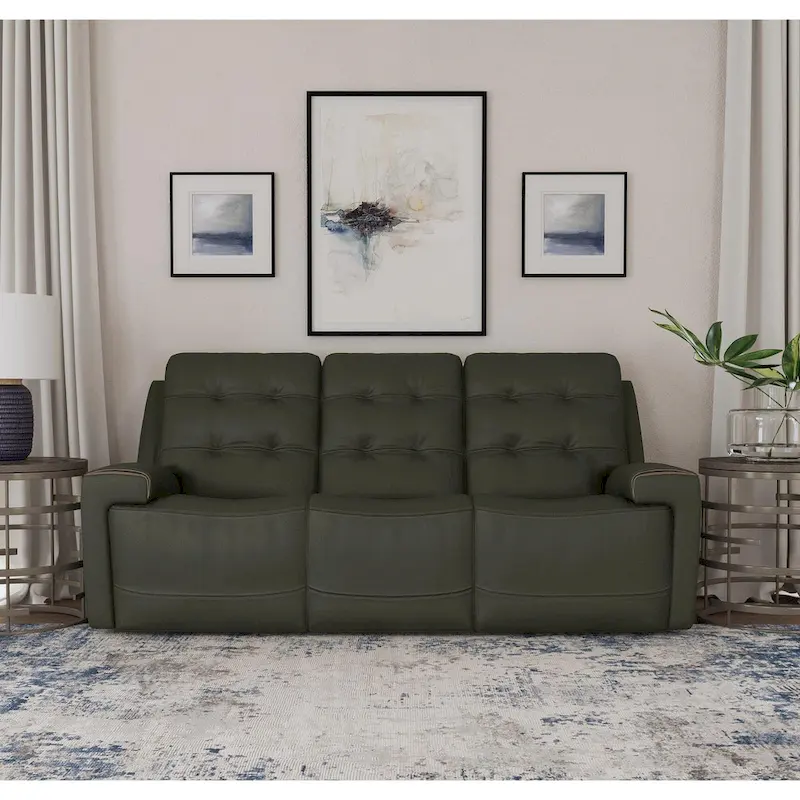 Top Grain Leather Power Reclining Sofa with Power Headrests and Zero Gravity