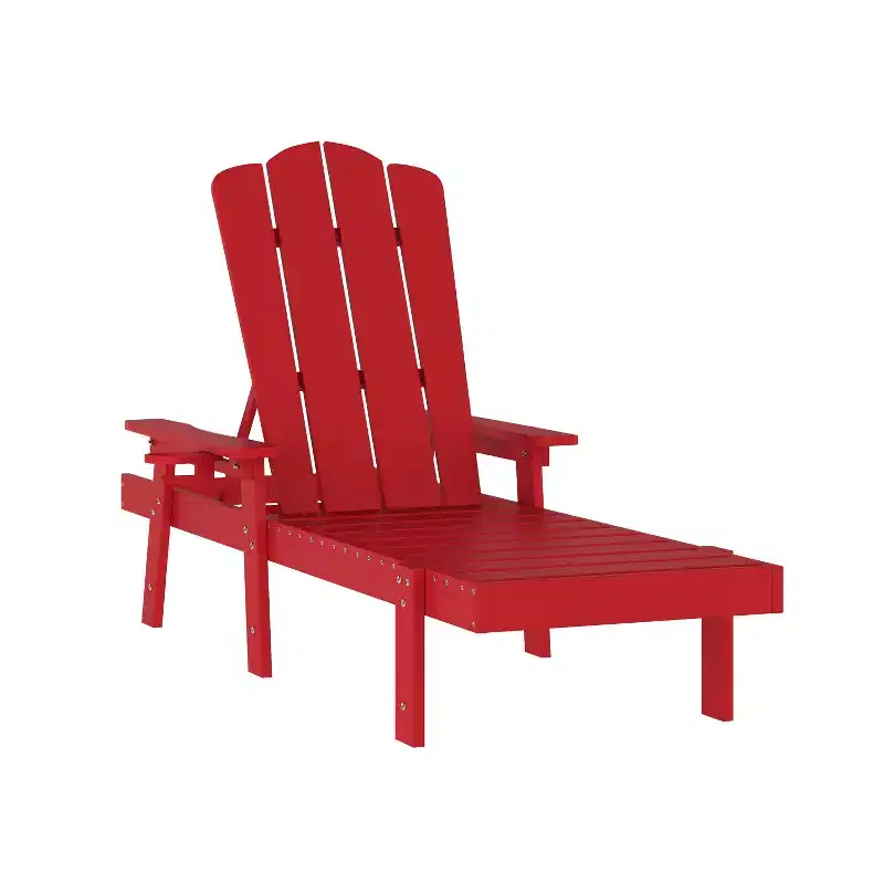 Merrick Lane Indoor/Outdoor Adjustable Adirondack Lounger with Fold Out Cupholder- Recycled All-Weather Indoor/Outdoor HDPE Lounge Chair
