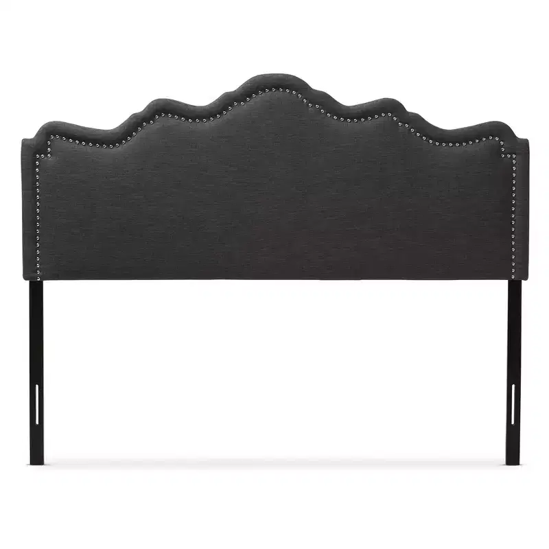 Queen Nadeen Modern Fabric Headboard with Nailhead Trim - Baxton Studio: Adjustable, Polyester, Rubberwood