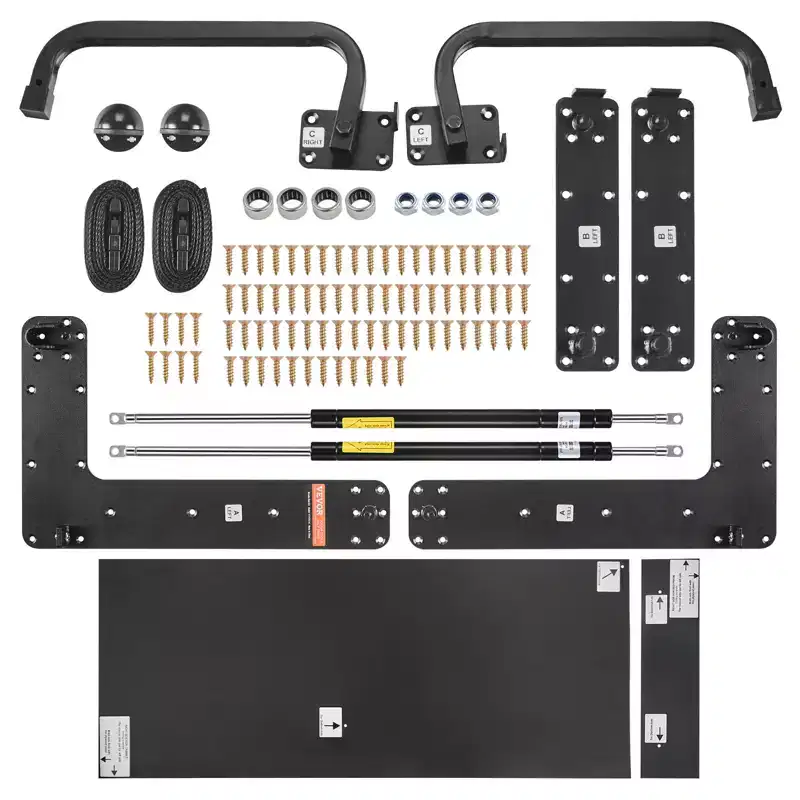 VEVOR Murphy Bed Kit,Queen Size,Vertical Deluxe DIY Wall Bed Mechanical Hardware Kit, Pneumatic Lever Heavy Duty Bed Frame Support, Folding Bed ,Black
