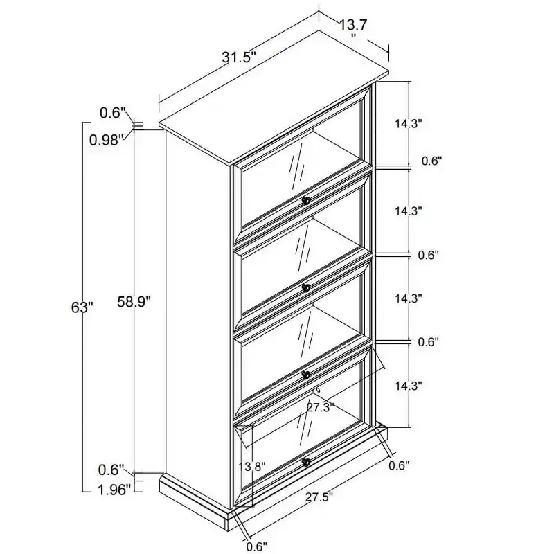 4 Tier Glass Display Cabinet Stylish Storage Curio Cabinet with Flip Up Glass Doors Perfect for Collectors Showcase Rack Elegant Bookcase