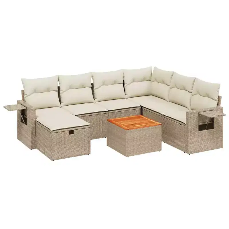 vidaXL 8 Piece Patio Sofa Set with Cushions Poly Rattan