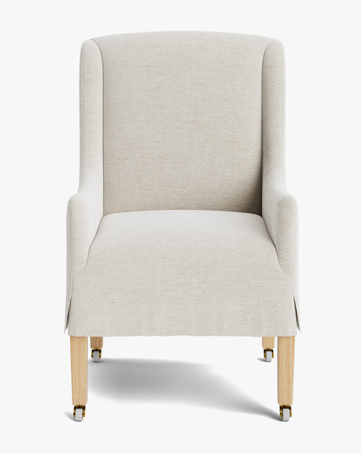 Classic Upholstered Dining Arm Chair with Curved Arms & Structured Lines for Dining Room