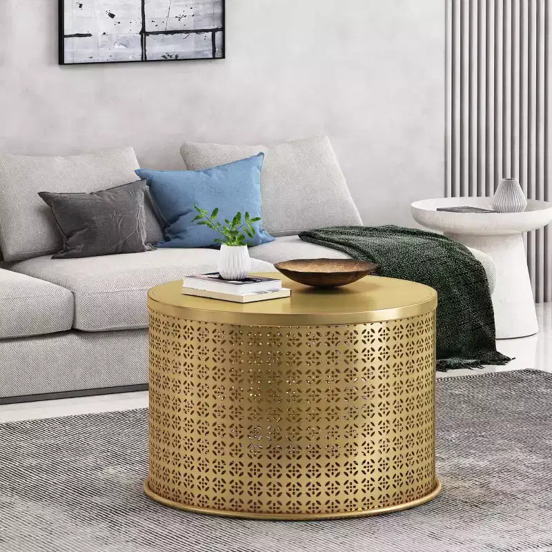 Christopher Knight Home Aria Modern Iron Round Drum Accent Coffee Tab
