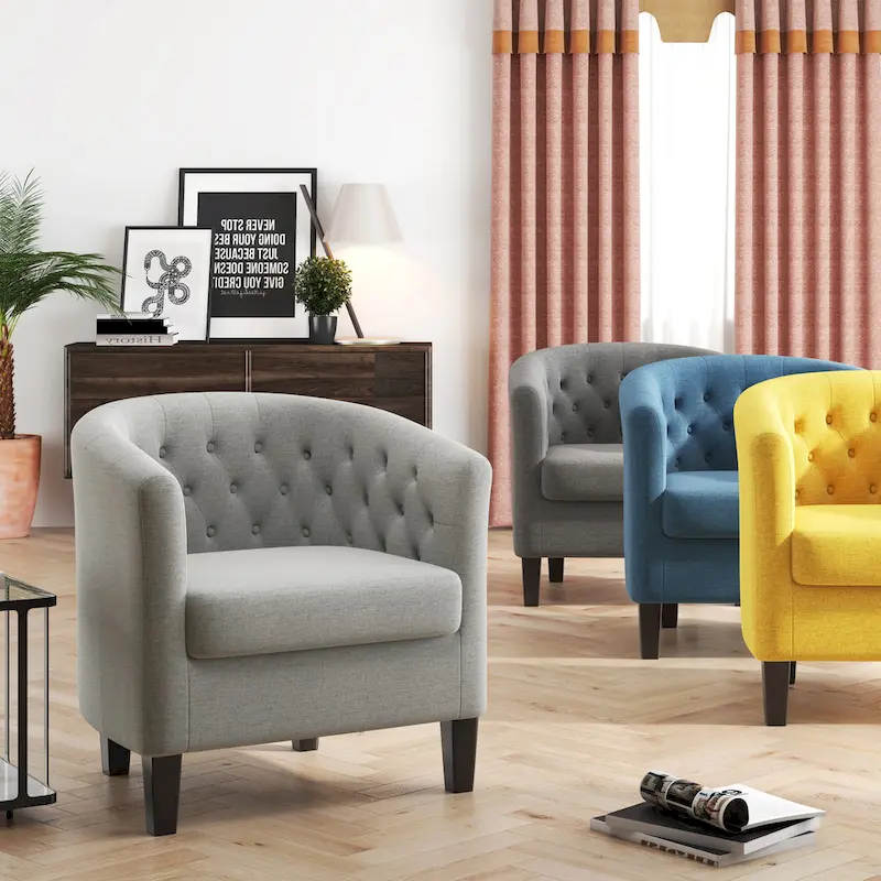 Corvus Oxonia Tufted Fabric Upholstered Club Chair