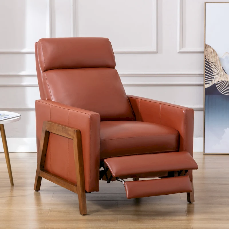 Roland Top Grain Leather Push Back Recliner by Greyson Living