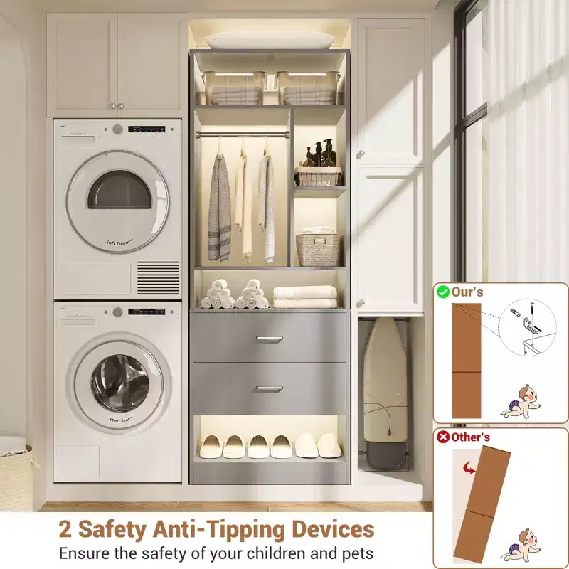 Closet System with 2 Wood Drawers