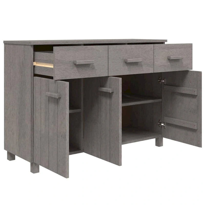 vidaXL Sideboard Bar Buffet Console Cabinet with Drawers HAMAR Solid Wood Pine - 44.5 x 15.7 x 31.5