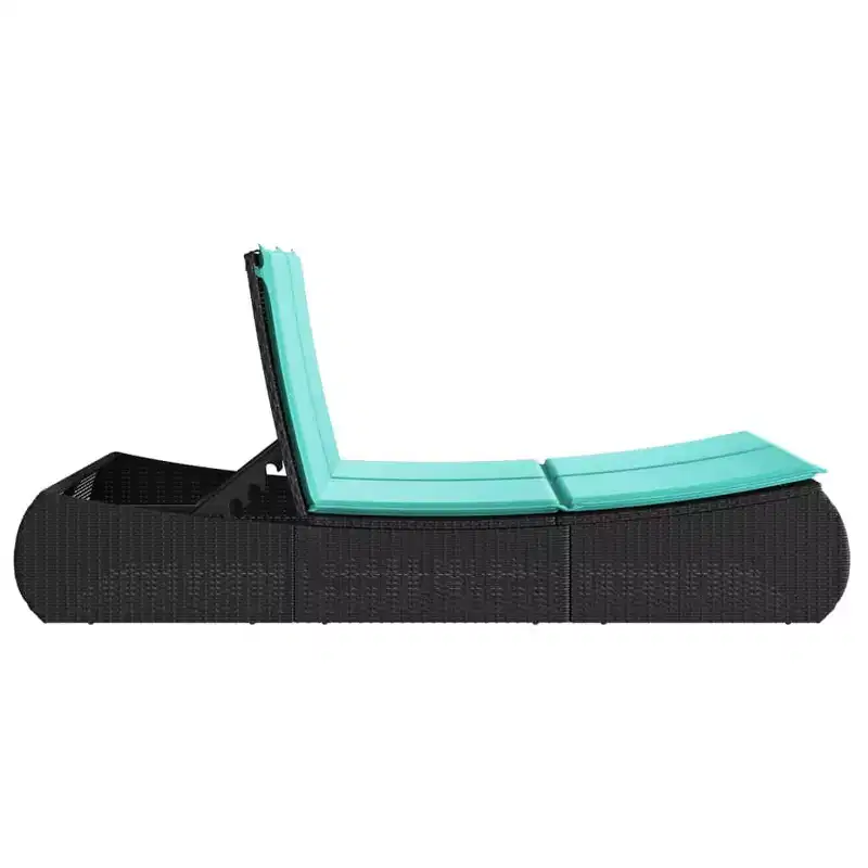 vidaXL Double Sun Lounger with Cushions Poly Rattan