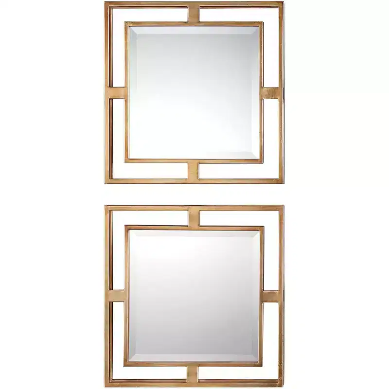 Uttermost Allick Antiqued Gold Leaf 18 Square Wall Mirror Set of 2