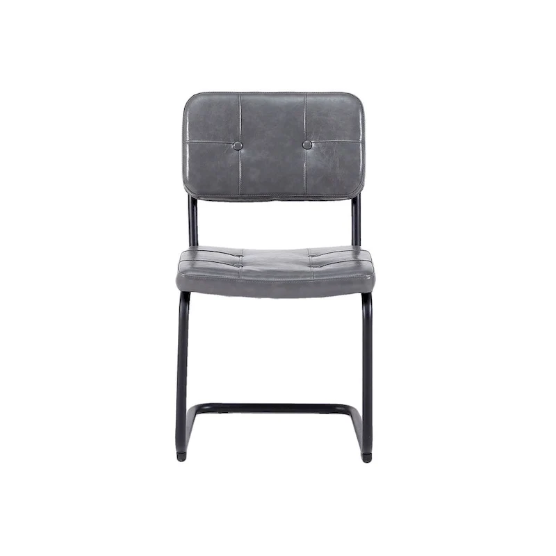 Modern Simple Leather Dining Chair with Metal Pipe