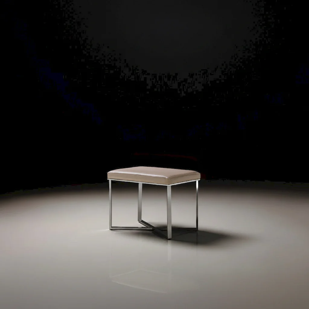 Faux Leather Bench Stool with Stainless Steel Base & High-Density Foam