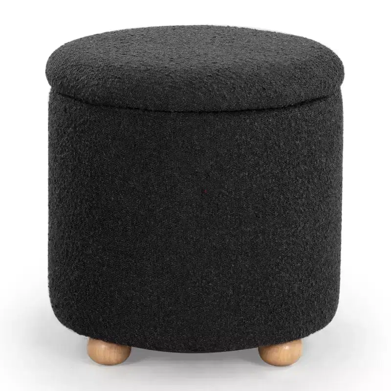 Becka Round Boucle Storage Ottoman - SFV6100 - Safavieh Couture
