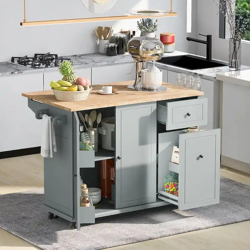 54 Kitchen Island Cart with Wheels