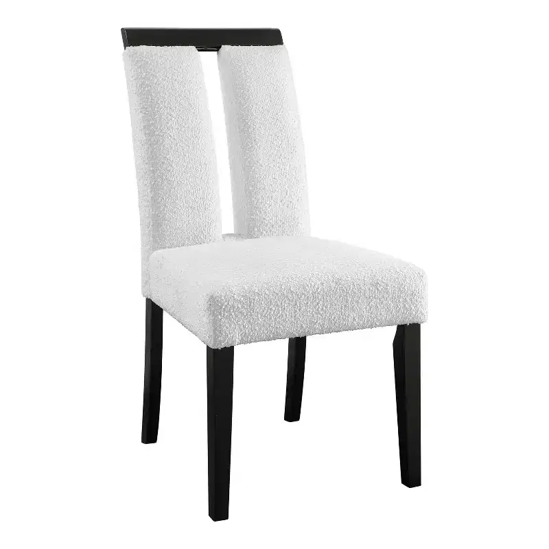 Set of 2 Contemporary Boucle Upholstered Dining Chairs, Padded Seat & Back, Wood Frame
