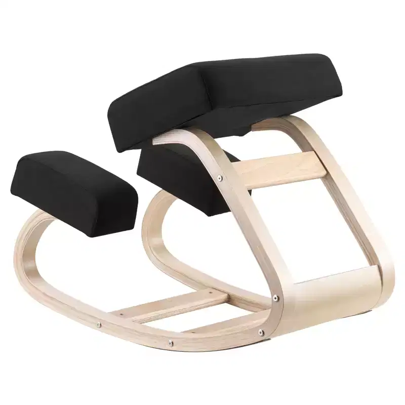 VEVOR Ergonomic Kneeling Chair, Wooden Posture Knee Chair with Thick Foam Cushions and Solid Wood Frame, Adjustable Height, Black