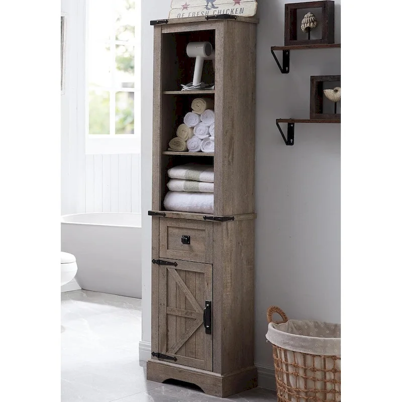 Farmhouse Slim Bathroom Storage Cabinet, 68 Tall Storage Cabinet