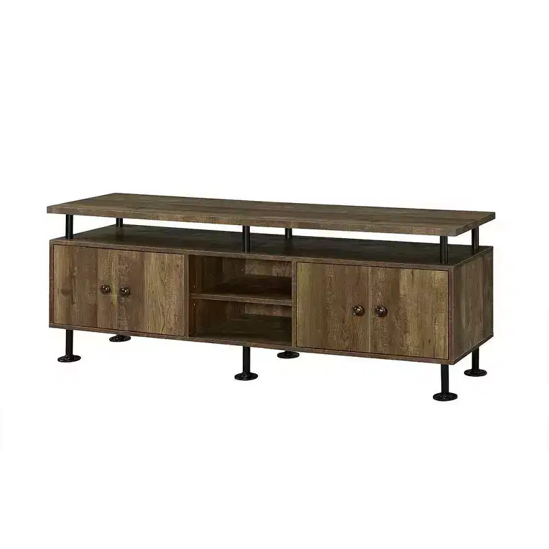 Acme Furniture Ensata Ii TV Stand for TVs up to 60" Rustic Oak/Black Finish
