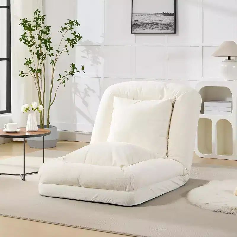 COZONY Floor Sofa Bed, 5-Position Adjustable Lazy Lounger Chair, Human Dog Bed for Adults & Pets, Foldable Tatami, Pillows Included