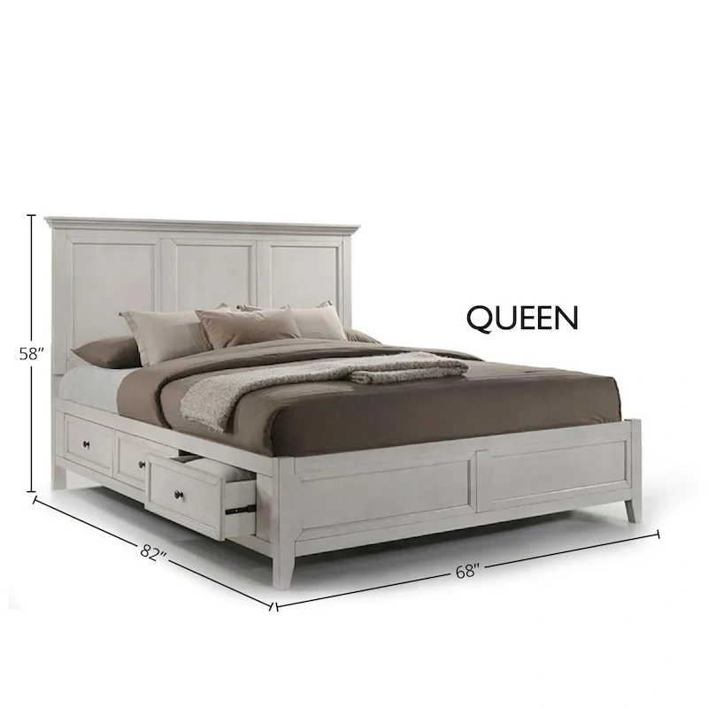 Transitional Storage Platform Bed with Cedar-Lined Drawers – Tuscan or White