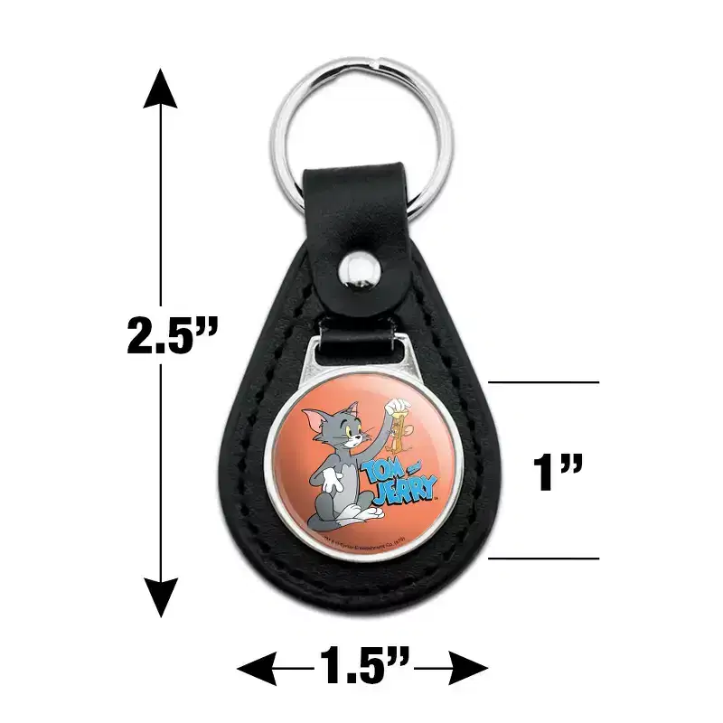 Tom And Jerry Best Friends Black Leather Keychain