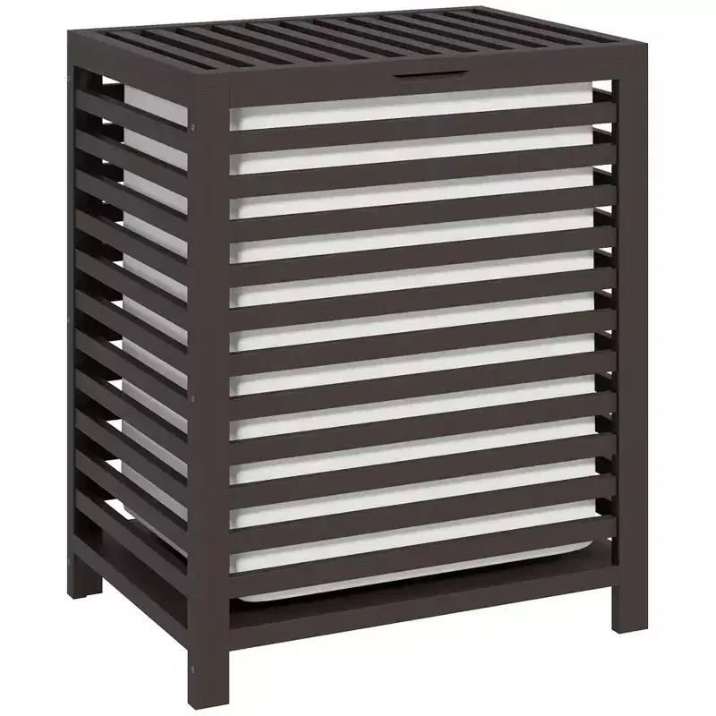 Bamboo Hamper Laundry Basket with Lid & Portable Removable Bag, Dirty Clothes Hamper Laundry Storage