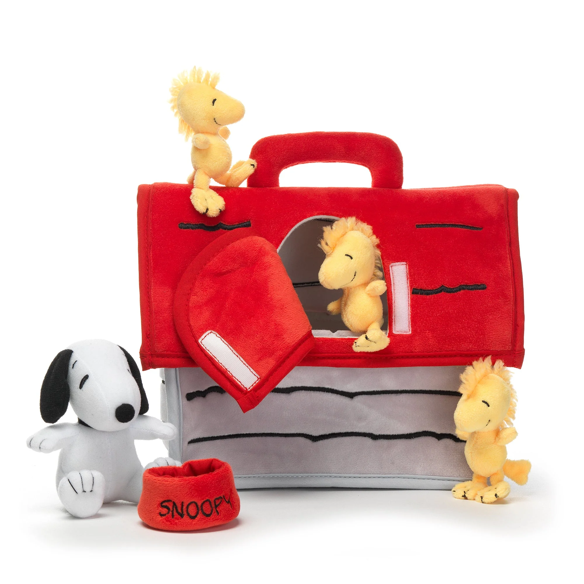 White Dog Plush Doghouse Interactive Toy with Animals
