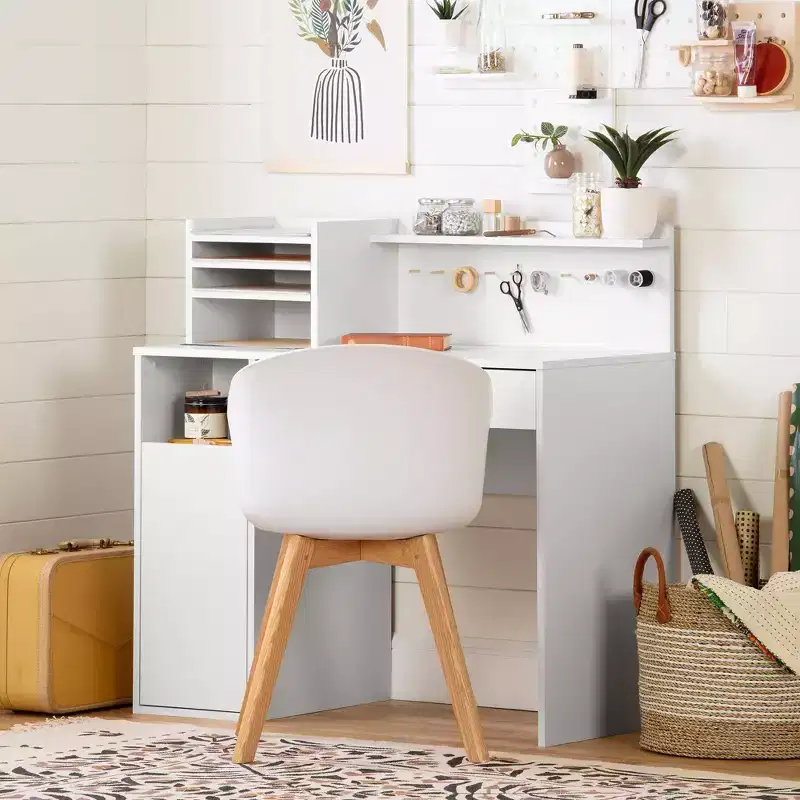 Crea Craft Table Wth Hutch Pure White - South Shore