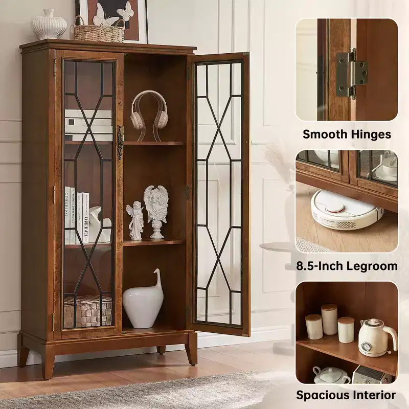 Elegant Finish Sideboard Buffet Cabinet with Adjustable Feet and Anti-Tip Device - Perfect Storage Solution for Dining Room or Living Area