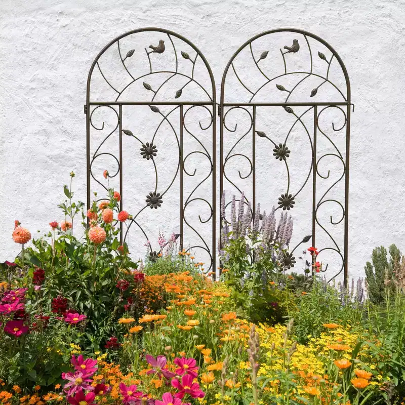 MAYEERTY 4-Pack 86.7x19.7in Metal Garden Trellis - Rustproof, Brown, for Outdoor Climbing Plants & Flowers