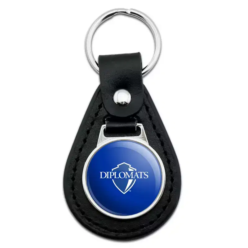 Franklin Marshall College Primary Logo Black Leather Keychain
