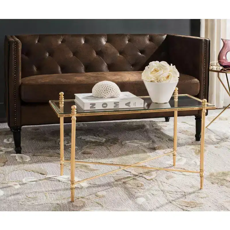 Tait Coffee Table - Gold/Glass - Safavieh