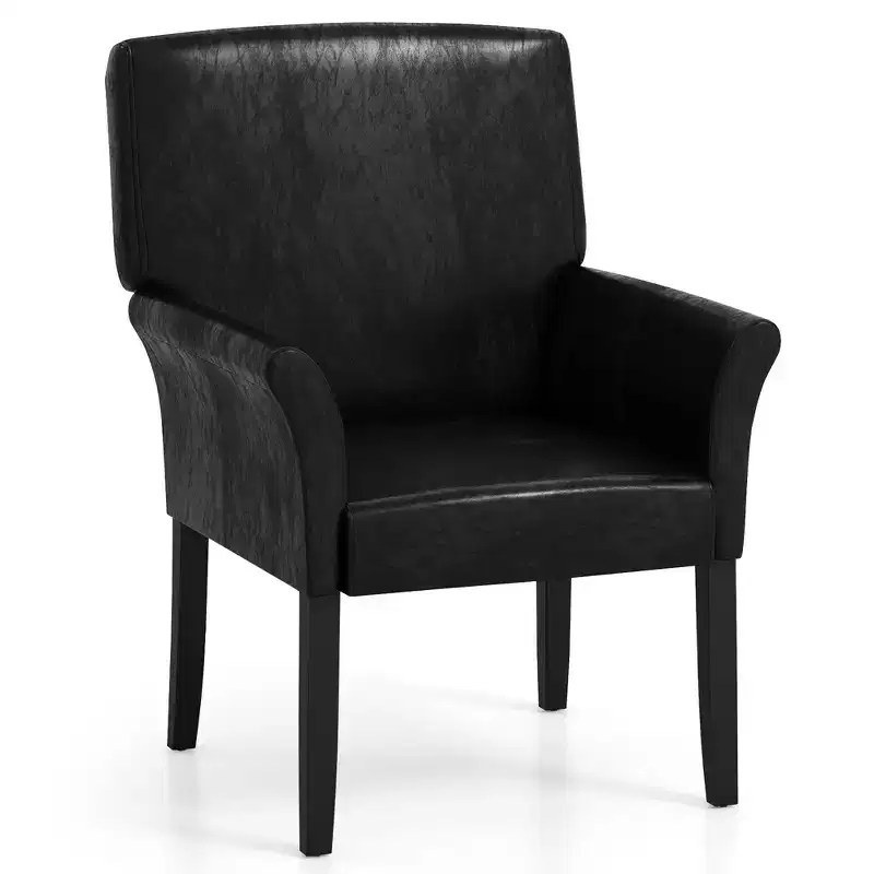 Costway Executive PU Leather Guest Chair Reception Side Arm Chair Upholstered