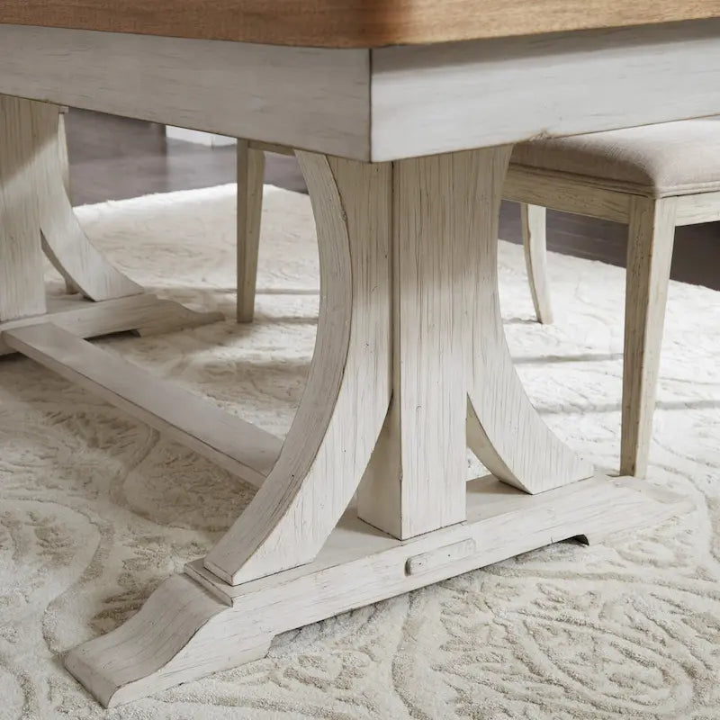 Farmhouse Reimagined Antique White 6 Piece Trestle Set