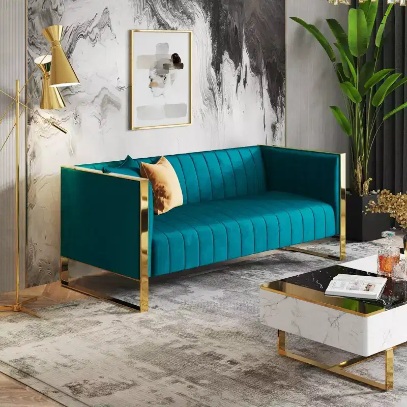 Trillium Velvet 3 Seater Sofa - Manhattan Comfort