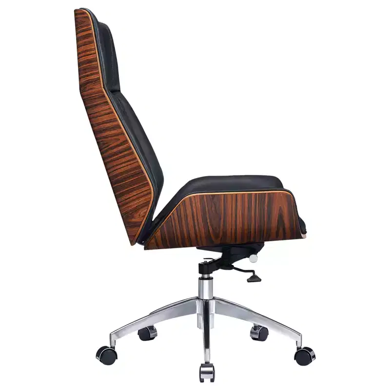 Black Rosewood and Silver Adjustable Height Swivel Office Chair