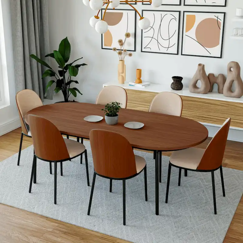 LeisureMod Tule Dining Side Chair with Upholstered Seat and Back