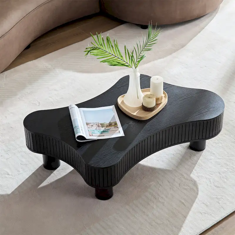 42.52 Inch Modern Wooden Handcraft Drum Coffee Table