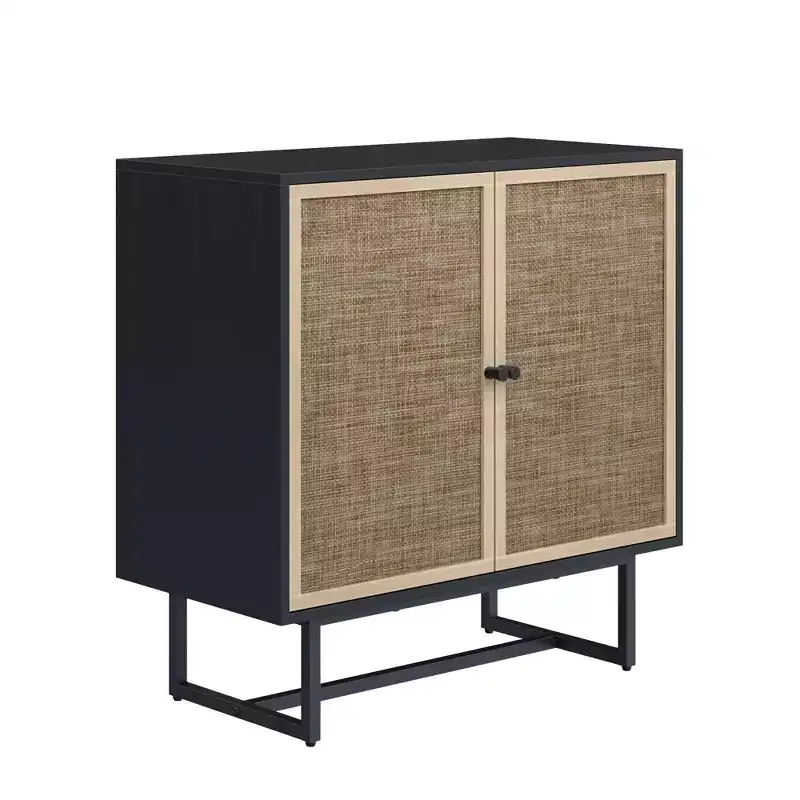 Nathan James Set of 3 Kova Rattan Console Table with Doors