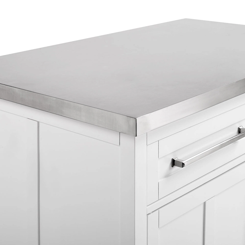 Crosley Silvia Stainless Steel Top Island W/Uph Saddle Stools - 47d x 46w x 36.5h