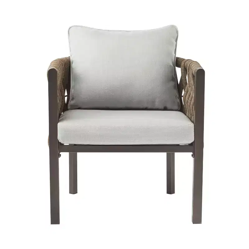 Christopher Knight Home Efraim Patio Rope Weaving Metal Club Chair with Cushion (Set of 2)