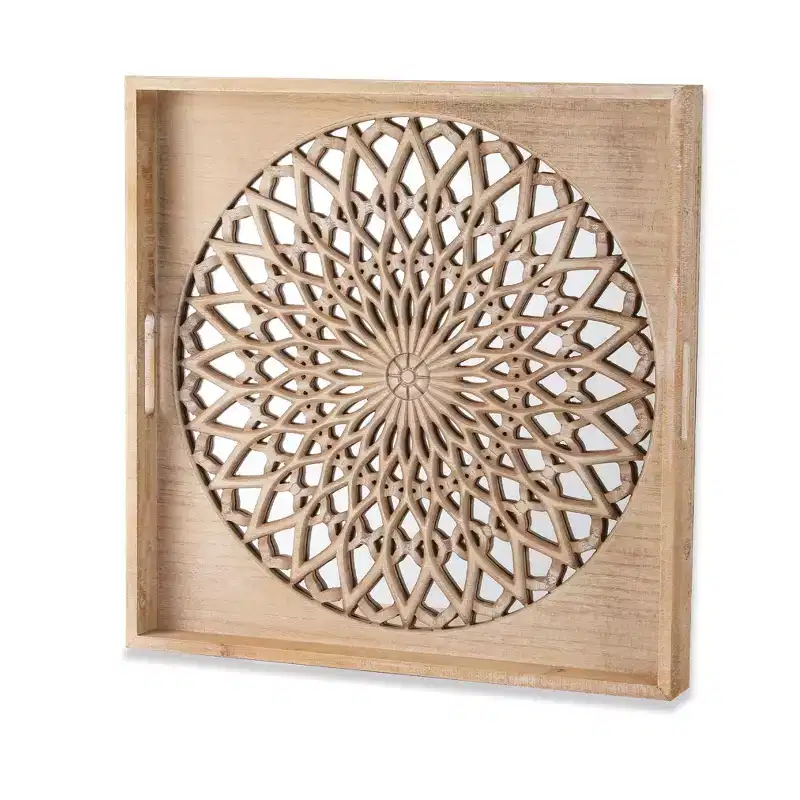 Heynemo Farmhouse Wood Mirror, Square Decorative Mirrors for Wall, Wall Mirrors for Living Room, Bedroom, Dining Room, Entryway, Hallway