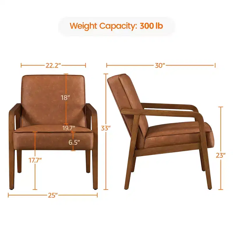Modern Faux Leather Upholstered Accent Chair Armchair