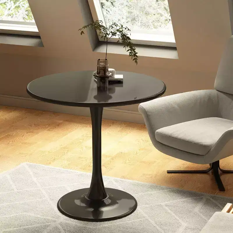 23.6/31.5in Round Dining Table Kitchen Table with Steel Tulip Base Round Kitchen Table for Dining Room