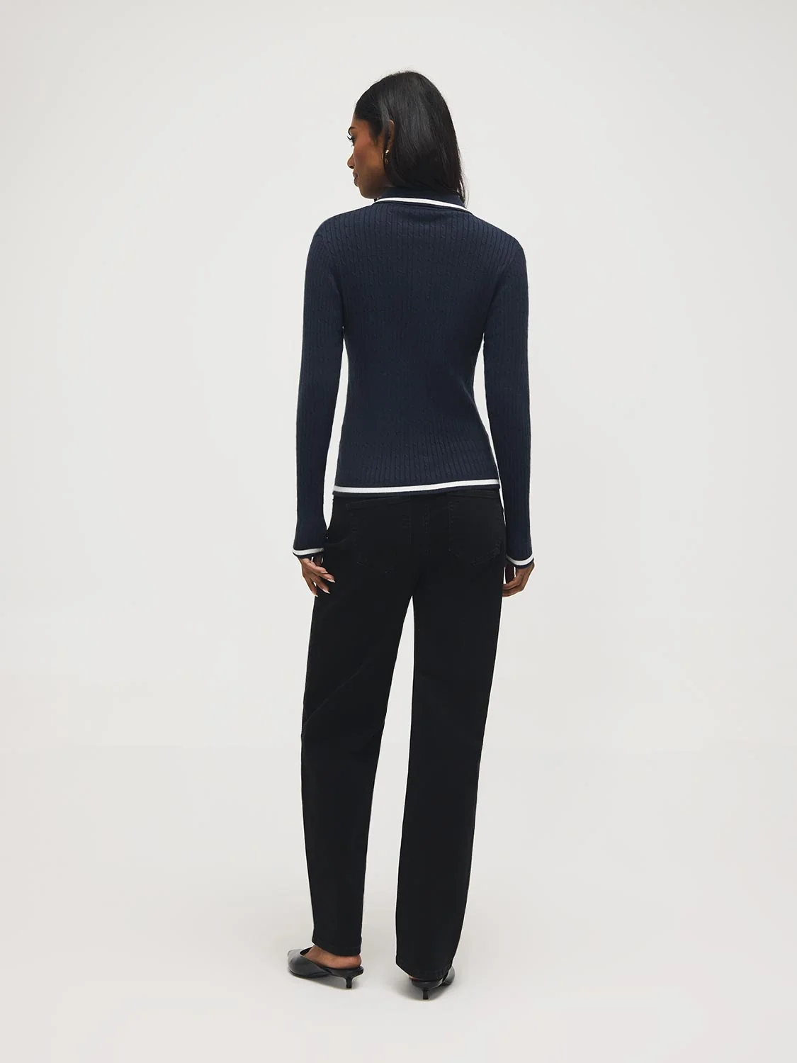 Johnny Collar Cable Knit Sweater