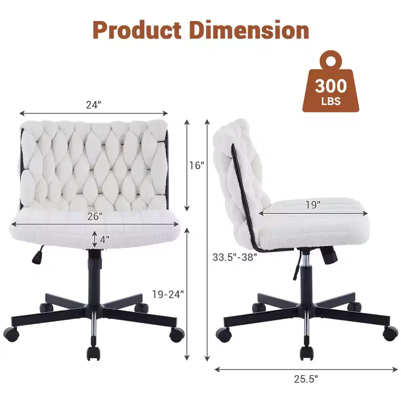 Rolling Desk Chair, Gray Fabric Criss Cross Chair, Swivel Home Office Chair with Wheels, Wide Seat Computer Task Chair, Height Adjustable Vanity Chair