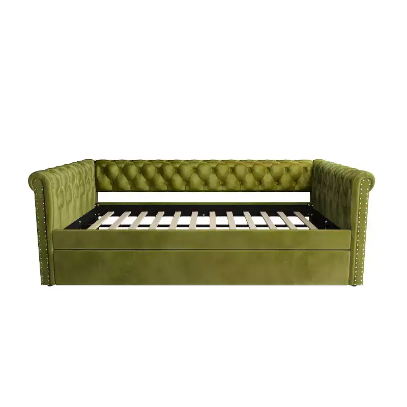 Velvet Upholstered Daybed with Trundle 31''H x 86''W x 45''D